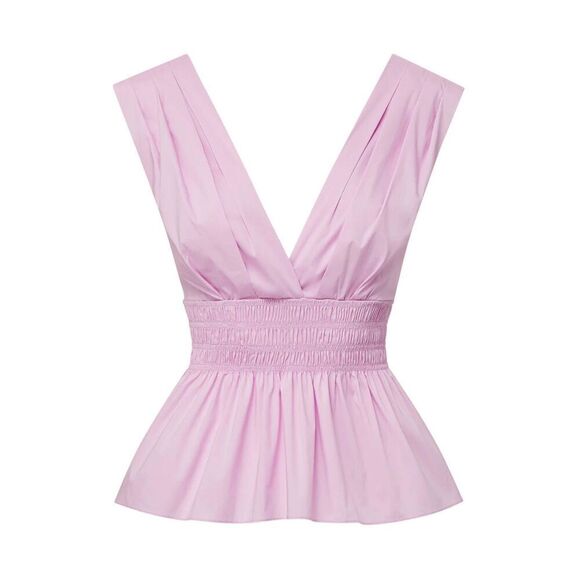 NEW Veronica Beard Evra Sleeveless Smock Waist Peplum Top 12 in Orchid - Picture 1 of 6